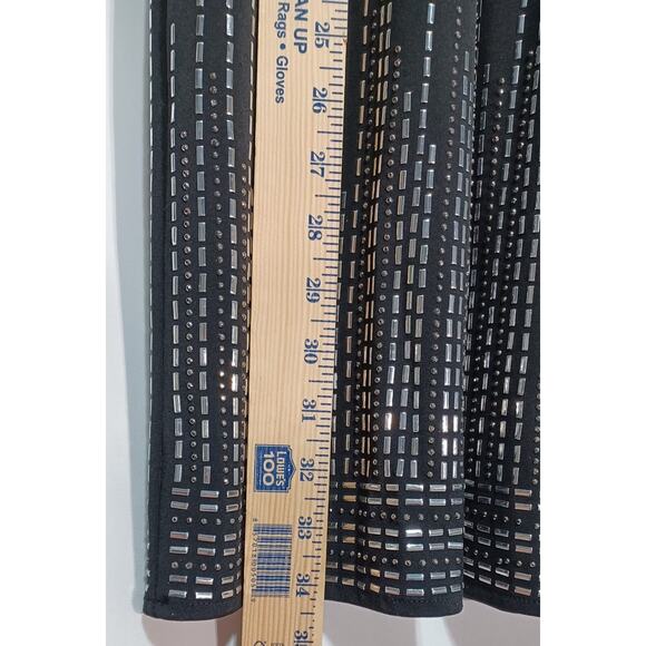 Calvin Klein Little Black Dress sz S Silver Stud Detail Lined A-line Tra… - Picture 7 of 8